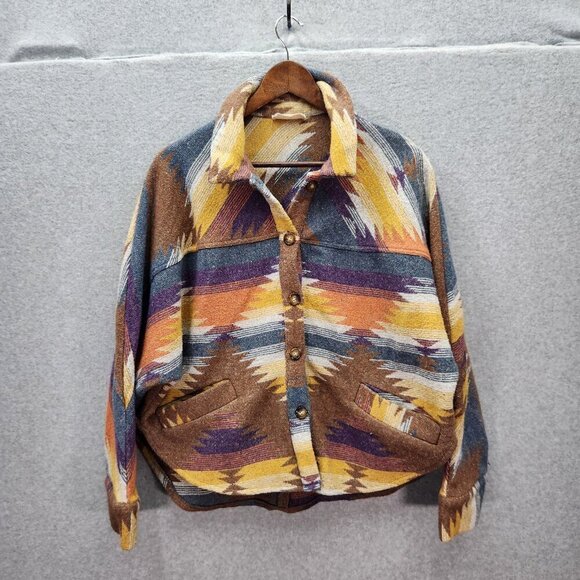 Saints & Hearts Aztec Heavy Button Down Shacket Large - Picture 1 of 4